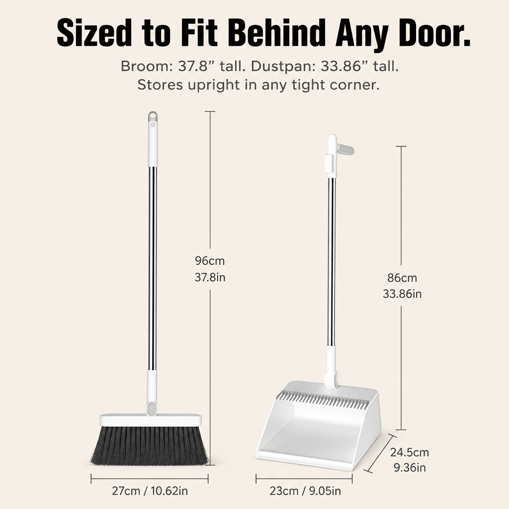 Velurro™ Shovel & Brush Set — Sweep Under Sofas and Strip Pet Hair Off Hands-Free