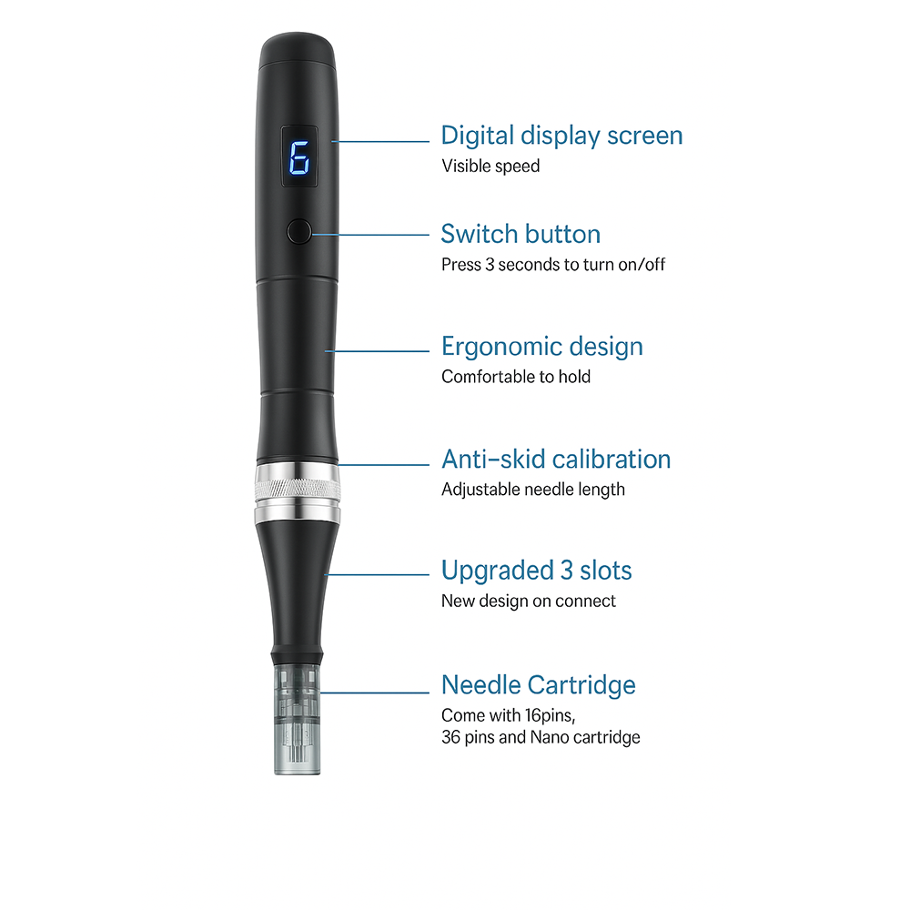 Microneedling Dermapen with USB Rechargeable Feature, 5 x 32Pin Cartridges
