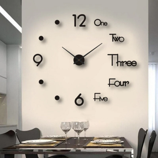 Modern Wall Clock Featuring 3D Raised Numbers Design