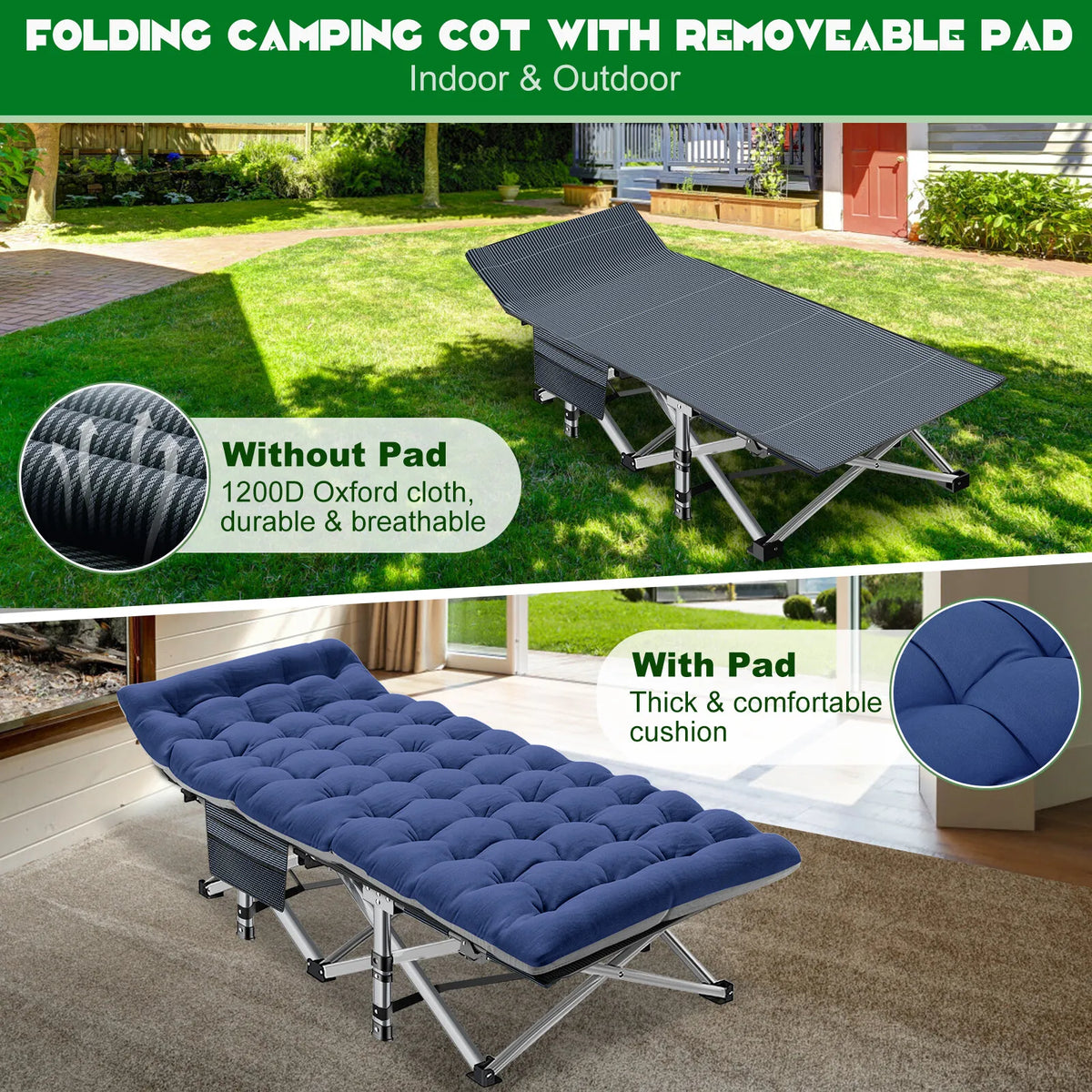 Sturdy Outdoor Folding Camping Bed – Portable Heavy-Duty Design