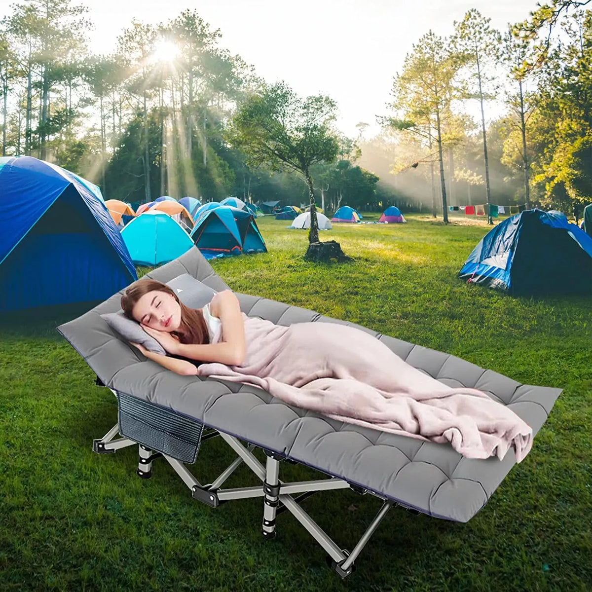 Sturdy Outdoor Folding Camping Bed – Portable Heavy-Duty Design