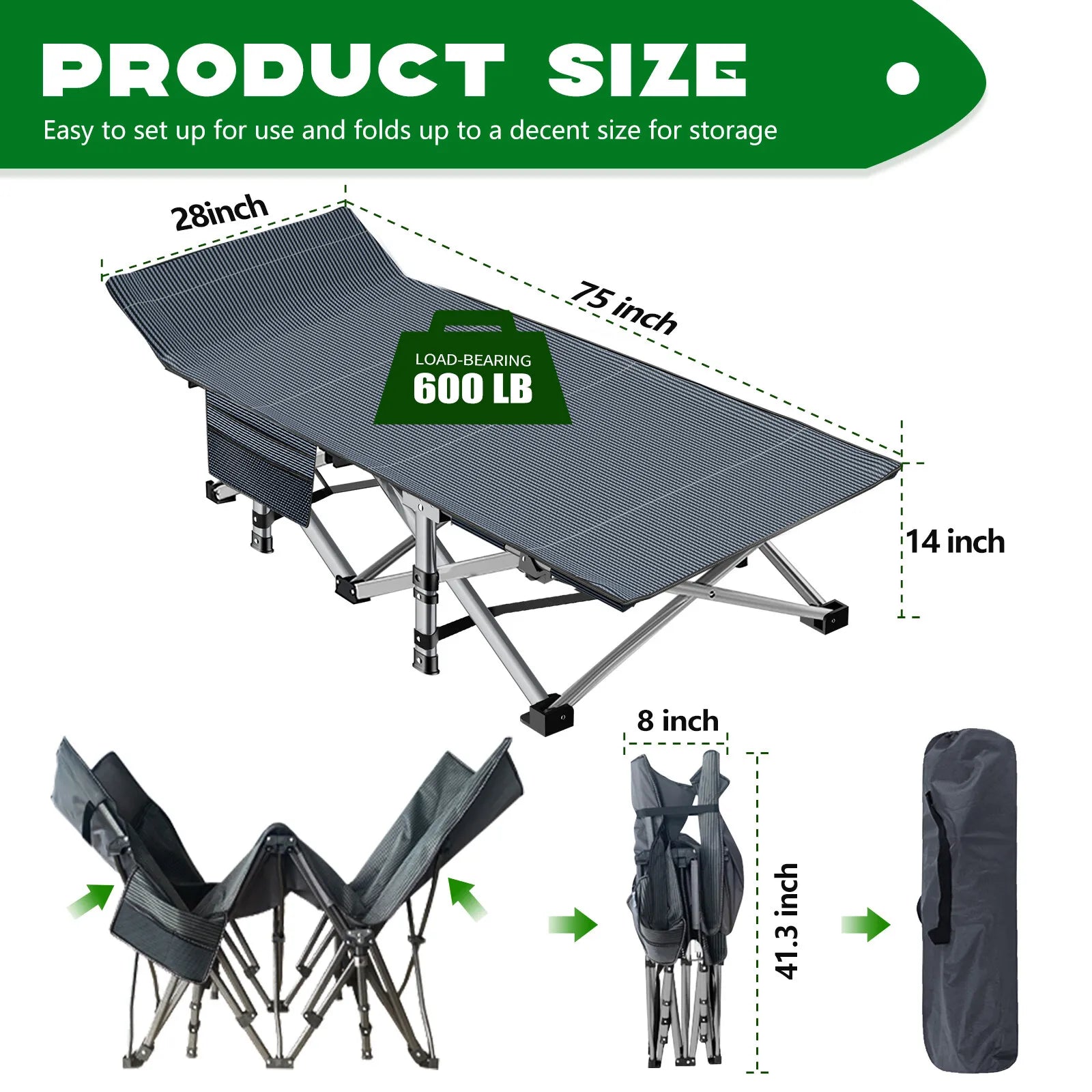Sturdy Outdoor Folding Camping Bed – Portable Heavy-Duty Design