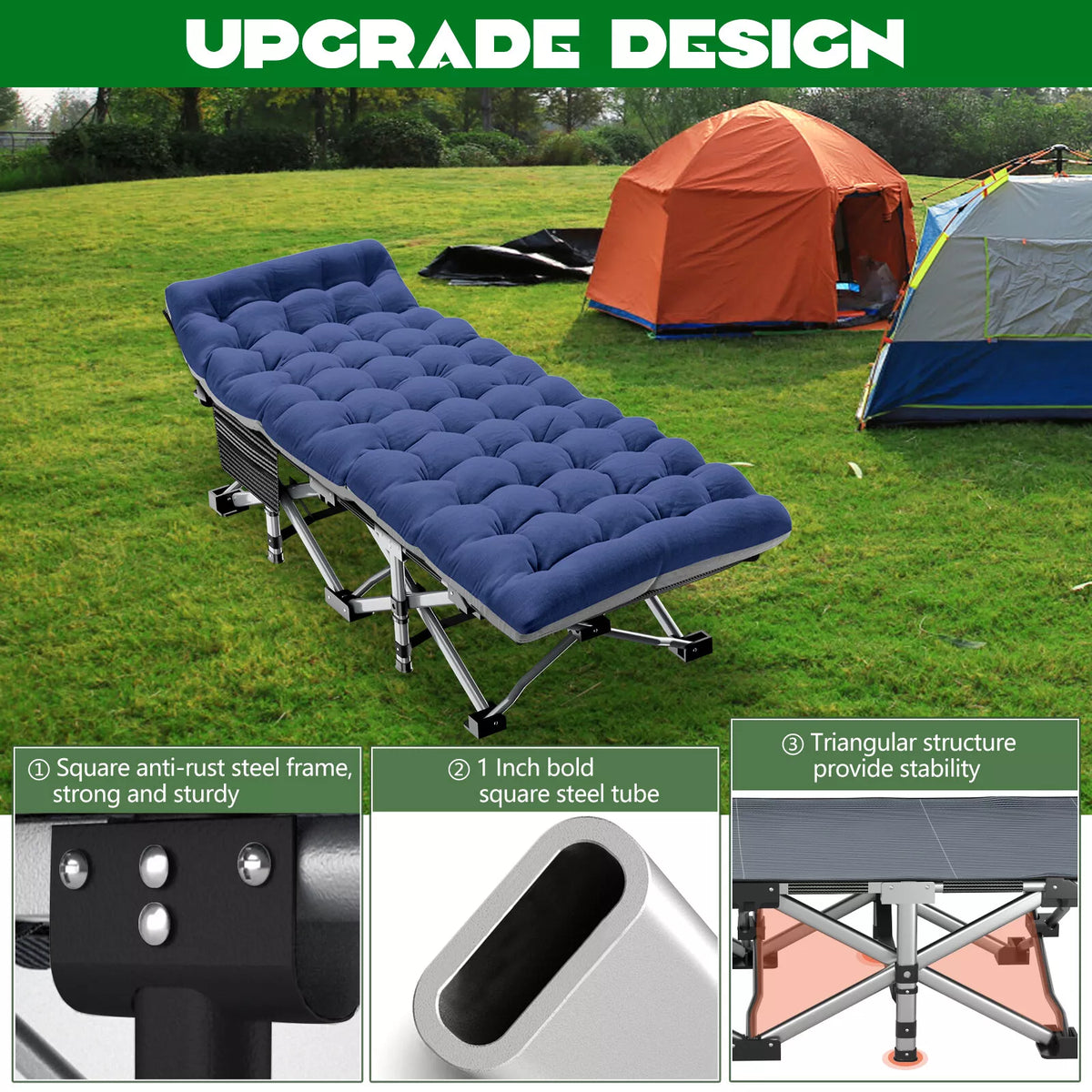 Sturdy Outdoor Folding Camping Bed – Portable Heavy-Duty Design