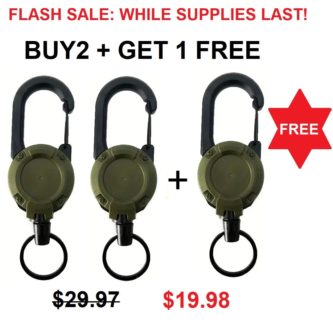 Durable Keychain with Retractable Reel for Keys and ID Cards