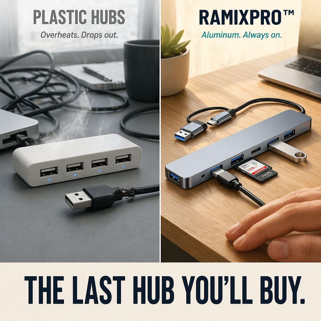 RamixPro™ — Plug In Everything With One Hub and End the Dongle Mess