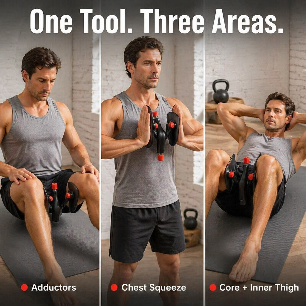 StrongFlex™ — Train Adductors, Chest & Core Anywhere You Can Sit Down