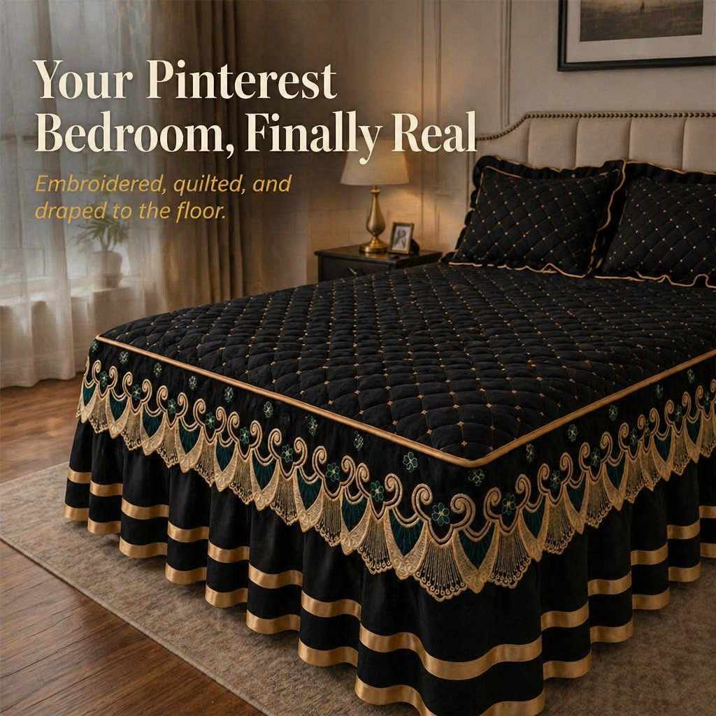 RamvoaLuxe™ — Drape Your Bed in Embroidered Lace and Gilded-Ribbon Hotel-Suite Glamour
