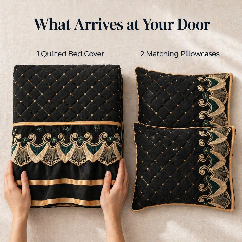 RamvoaLuxe™ — Drape Your Bed in Embroidered Lace and Gilded-Ribbon Hotel-Suite Glamour