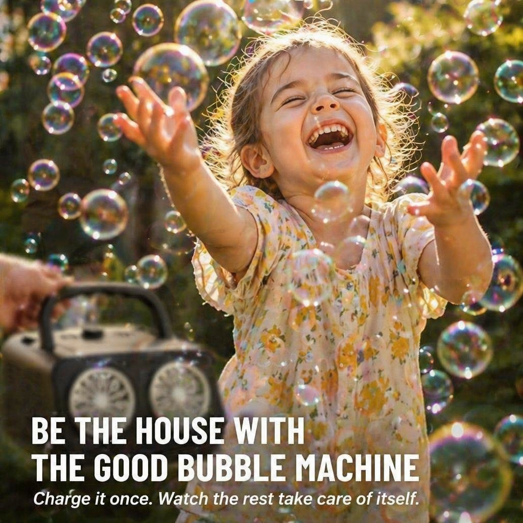 BubblyRush™ — Flood Any Backyard Party With a Twin-Disc Bubble Storm