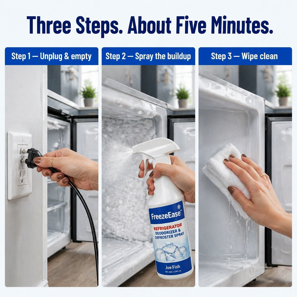 FreezeEase™ — Melt Thick Freezer Ice in Minutes Without Scraping or Scratching