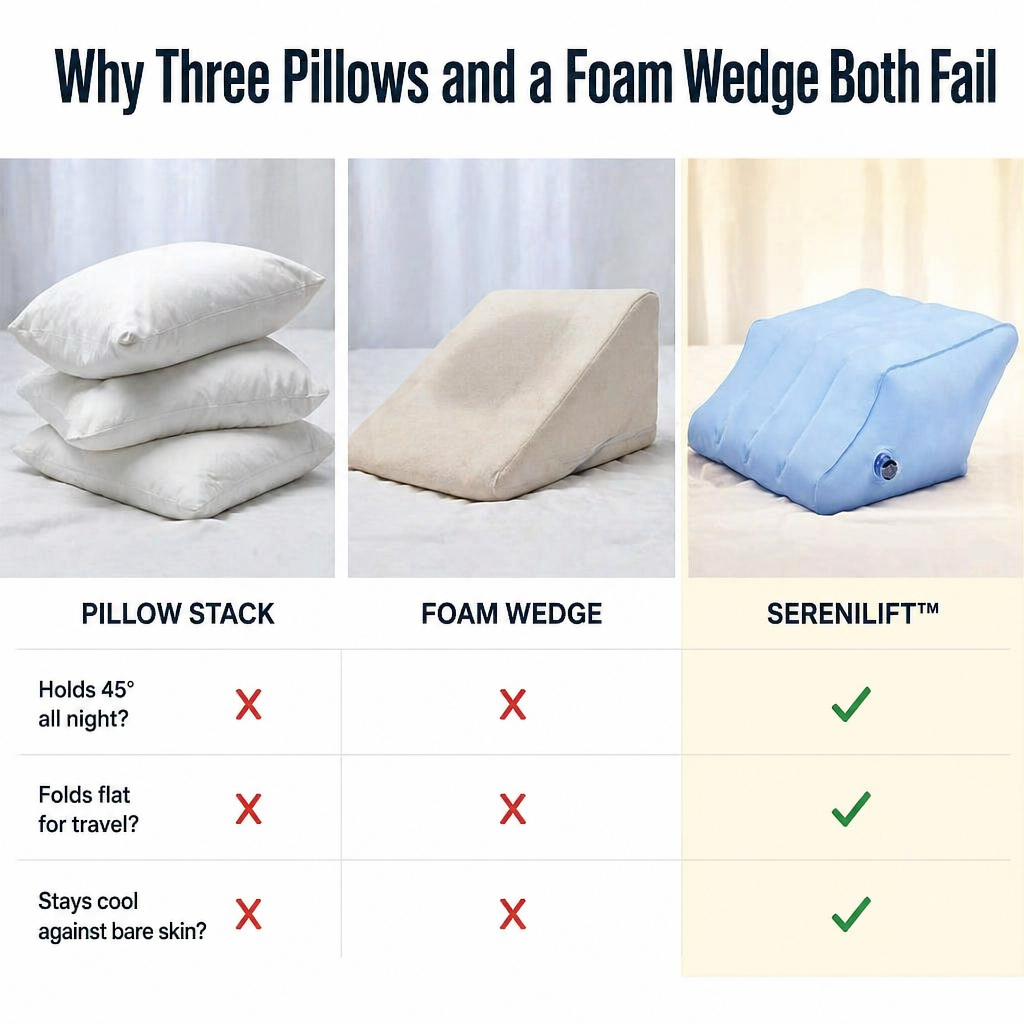 SereniLift™ — Drain Puffy Ankles and Sleep Through the Night Without Restacking Pillows