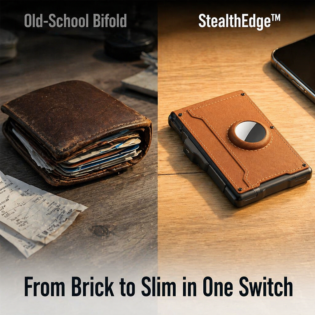 StealthEdge™ — Slim Your Carry, Block RFID Theft & Track It With AirTag