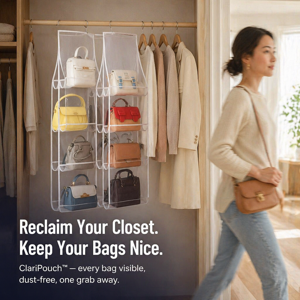 ClariPouch™ — Find Every Handbag in a Flash and Reclaim Clutter-Free Calm