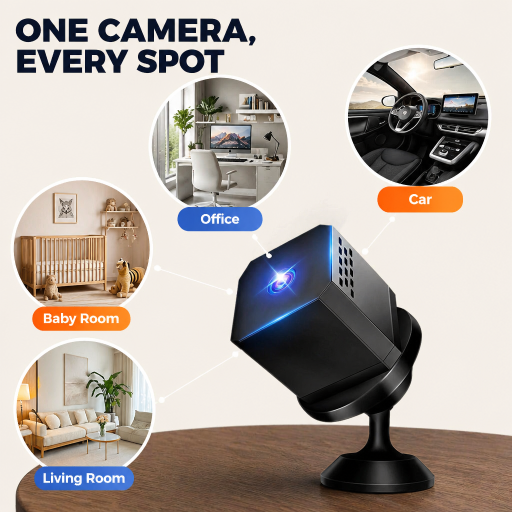 Zoomora™ Mini Cam — See Every Room Day or Night, From Anywhere