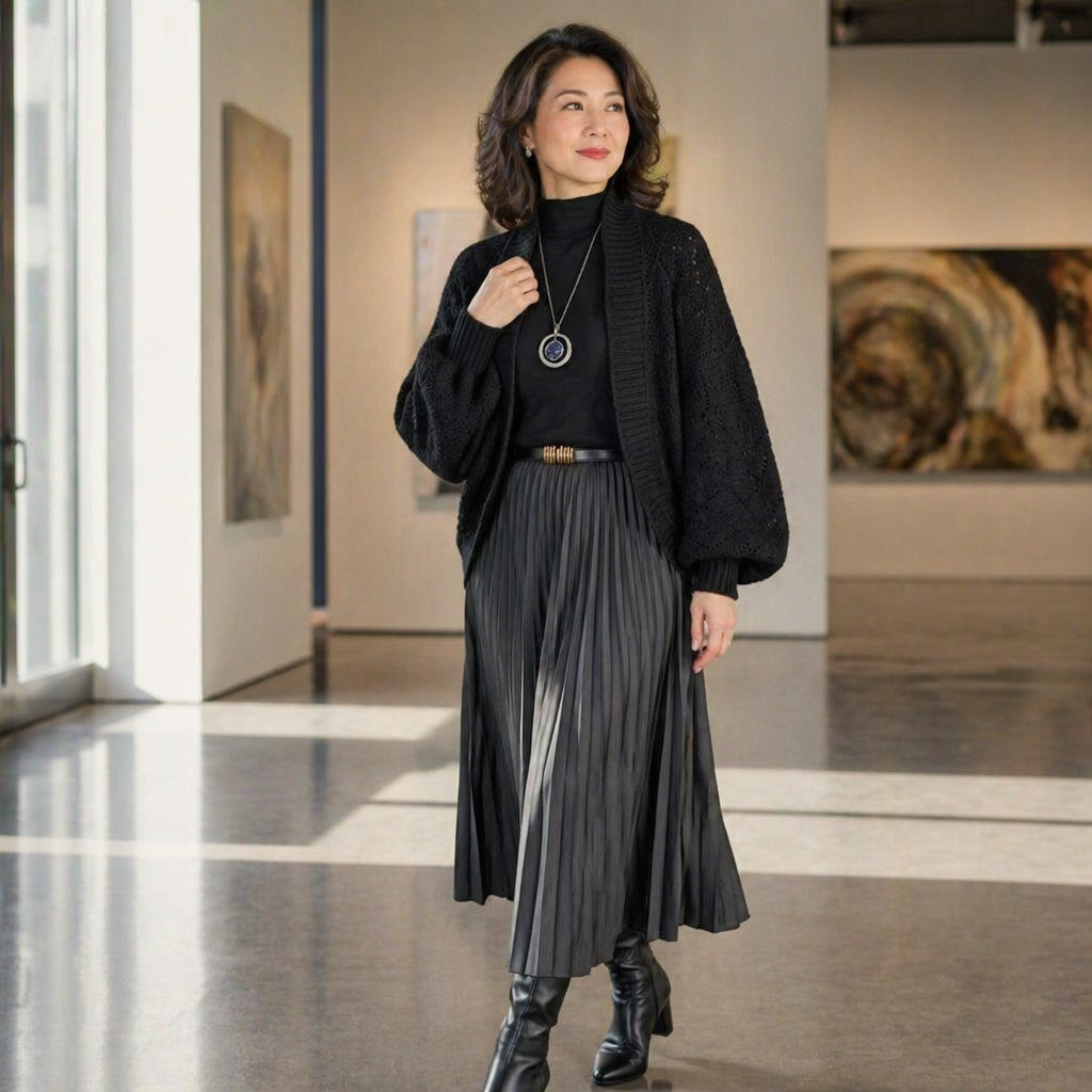 AerieLuxe™ – Open-Front Hollow Knit Shawl Cardigan with Lantern Sleeves