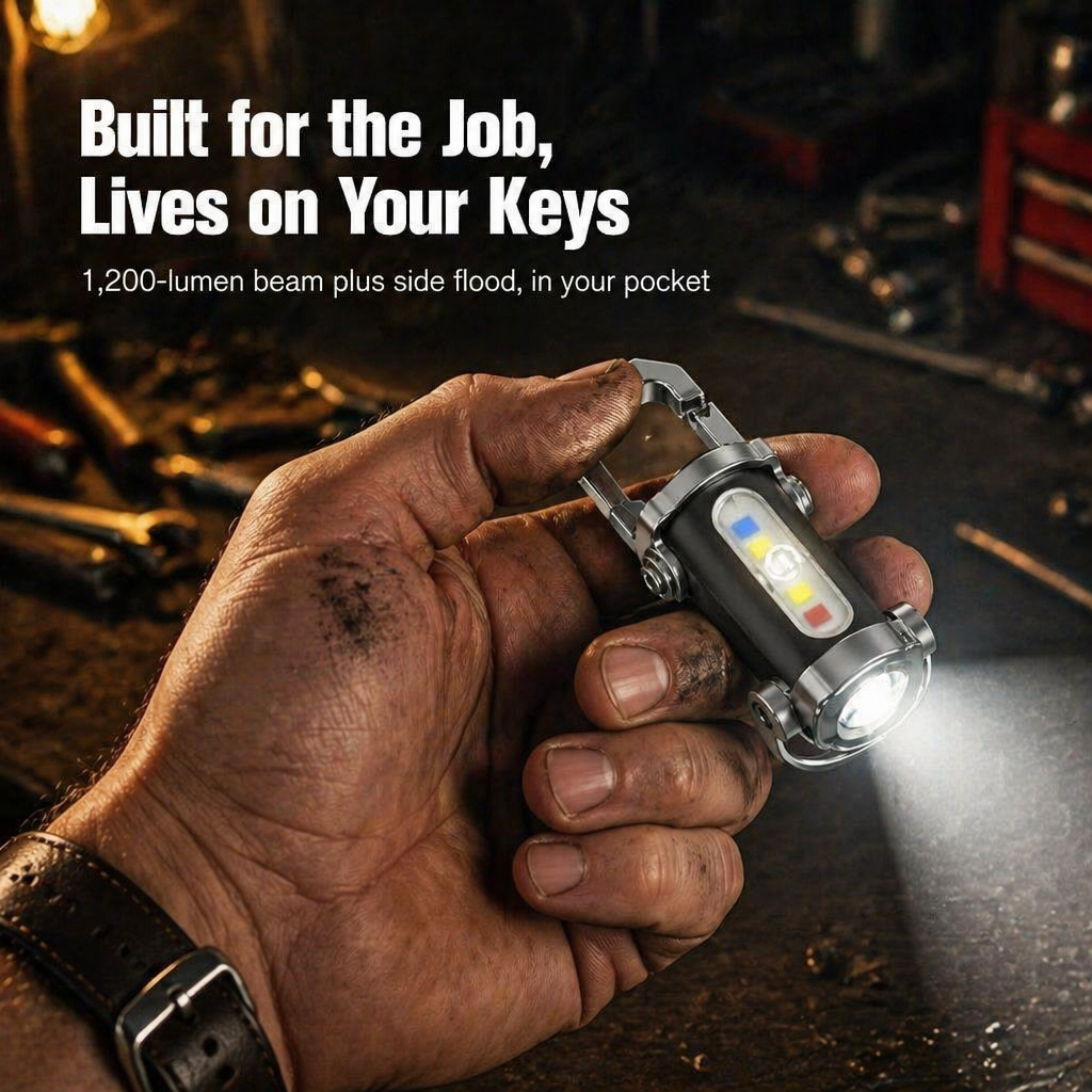 LumaVibe™ Keychain Flashlight — Carry 1,200 Lumens and Backup Phone Power on Your Keys