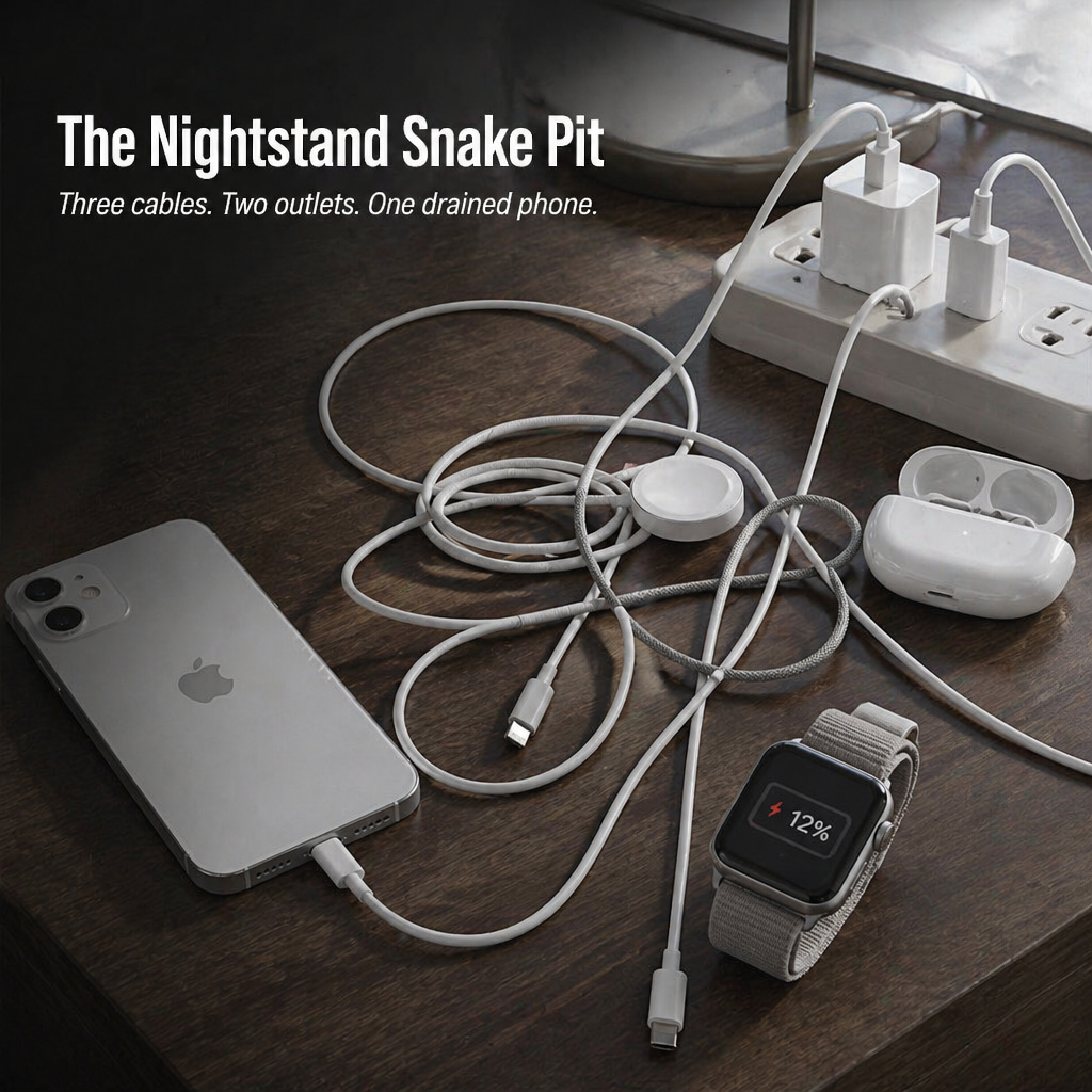 ChargeFlow™ — Snap Your iPhone, Watch & Headsets Onto One Foldable Qi2 Stand