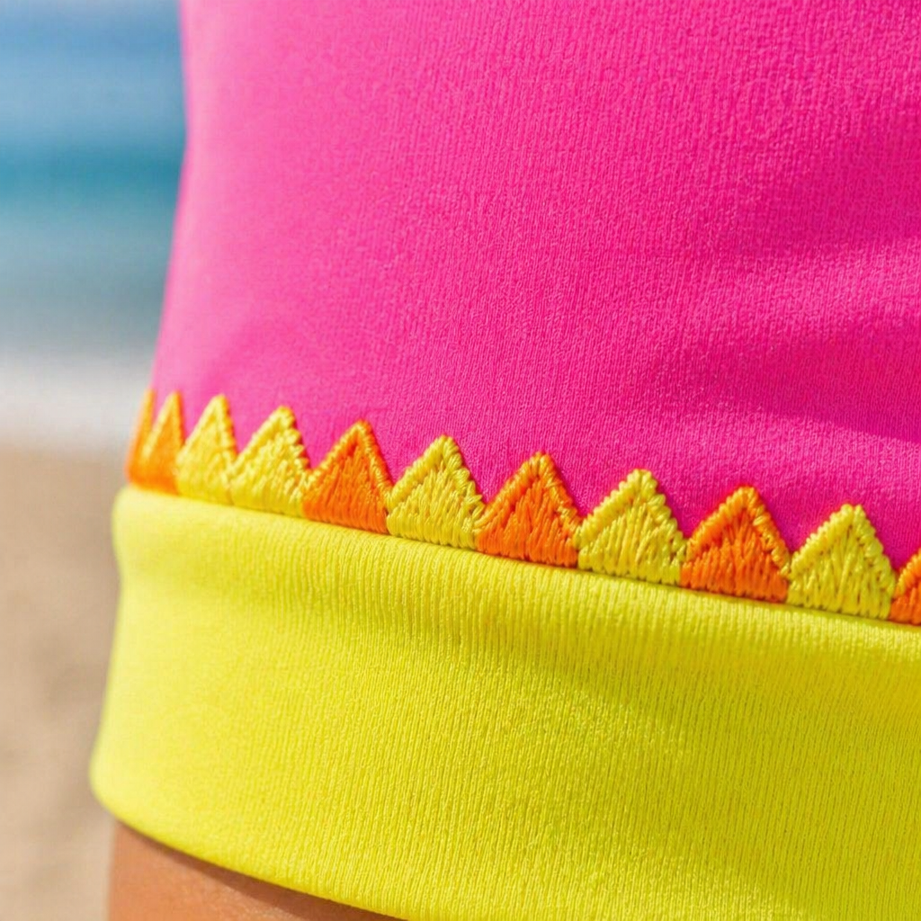 VelaAura™ – Bold Colorblock 3-Piece Sport Bikini & Swim Skirt Set