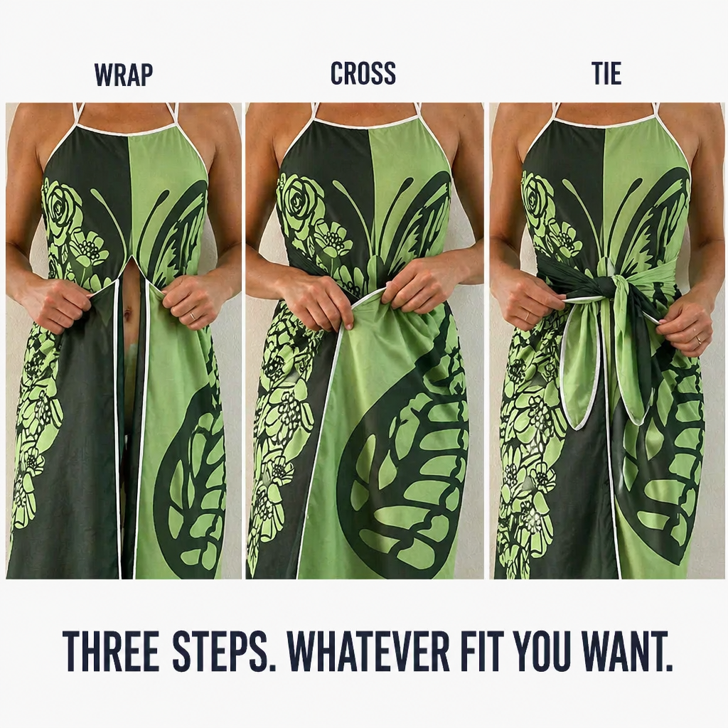 Butterfly Breeze™ — Wrap, Tie & Steal the Beach in Statement Butterfly Print