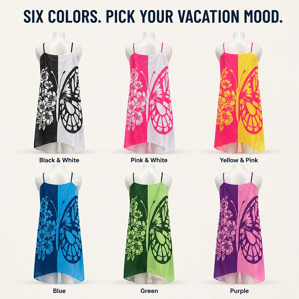 Butterfly Breeze™ — Wrap, Tie & Steal the Beach in Statement Butterfly Print