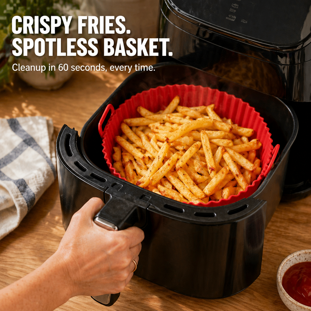 CrispaMat™ — Catch the Grease and Skip the Air Fryer Scrub Forever