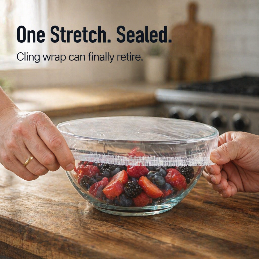 FreshWrapPro™ — Cover Any Bowl in One Stretch and Skip the Cling-Wrap Fight