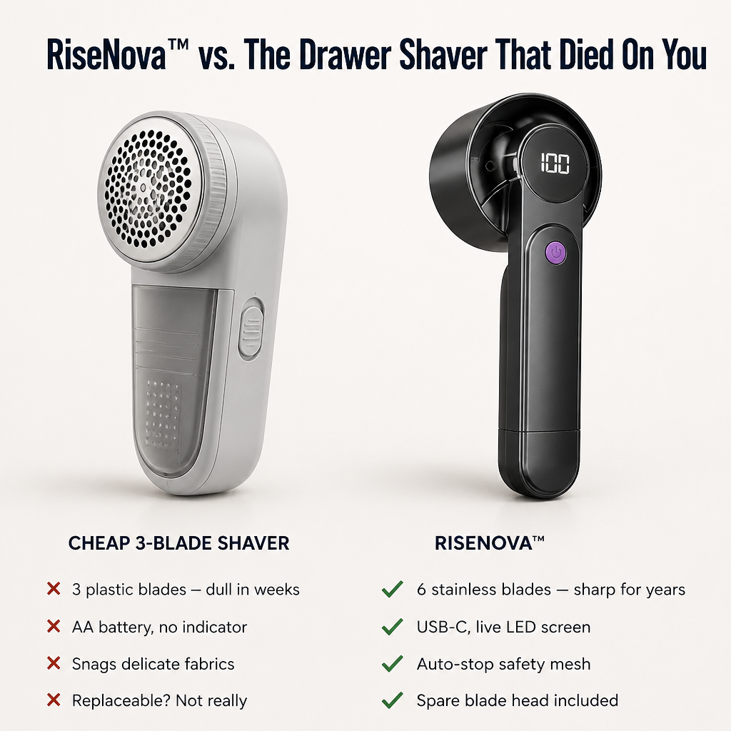 RiseNova™ Fabric Shaver — Lift Off Pills and Make Tired Sweaters Look New Again
