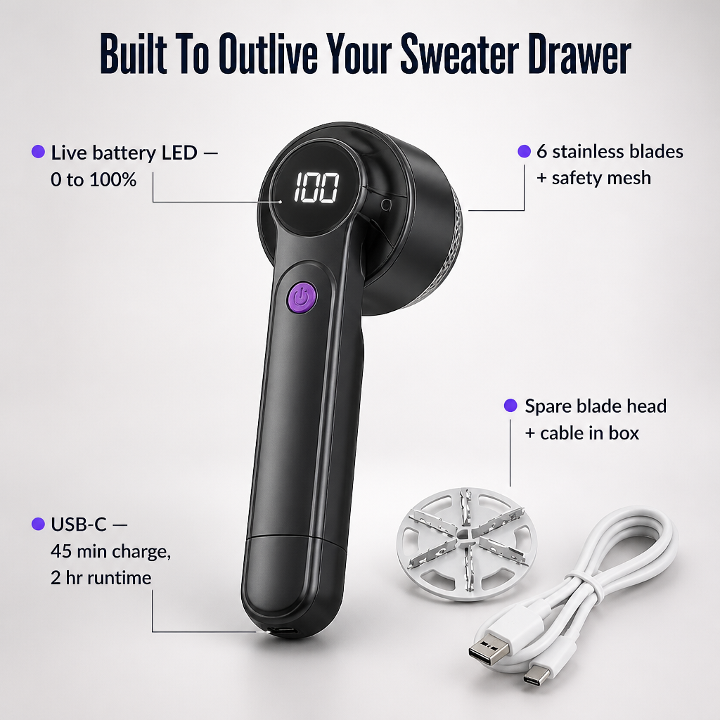 RiseNova™ Fabric Shaver — Lift Off Pills and Make Tired Sweaters Look New Again