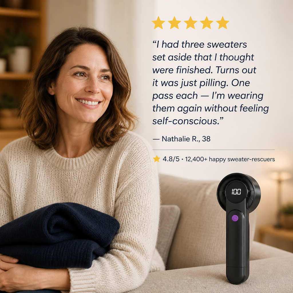 RiseNova™ Fabric Shaver — Lift Off Pills and Make Tired Sweaters Look New Again