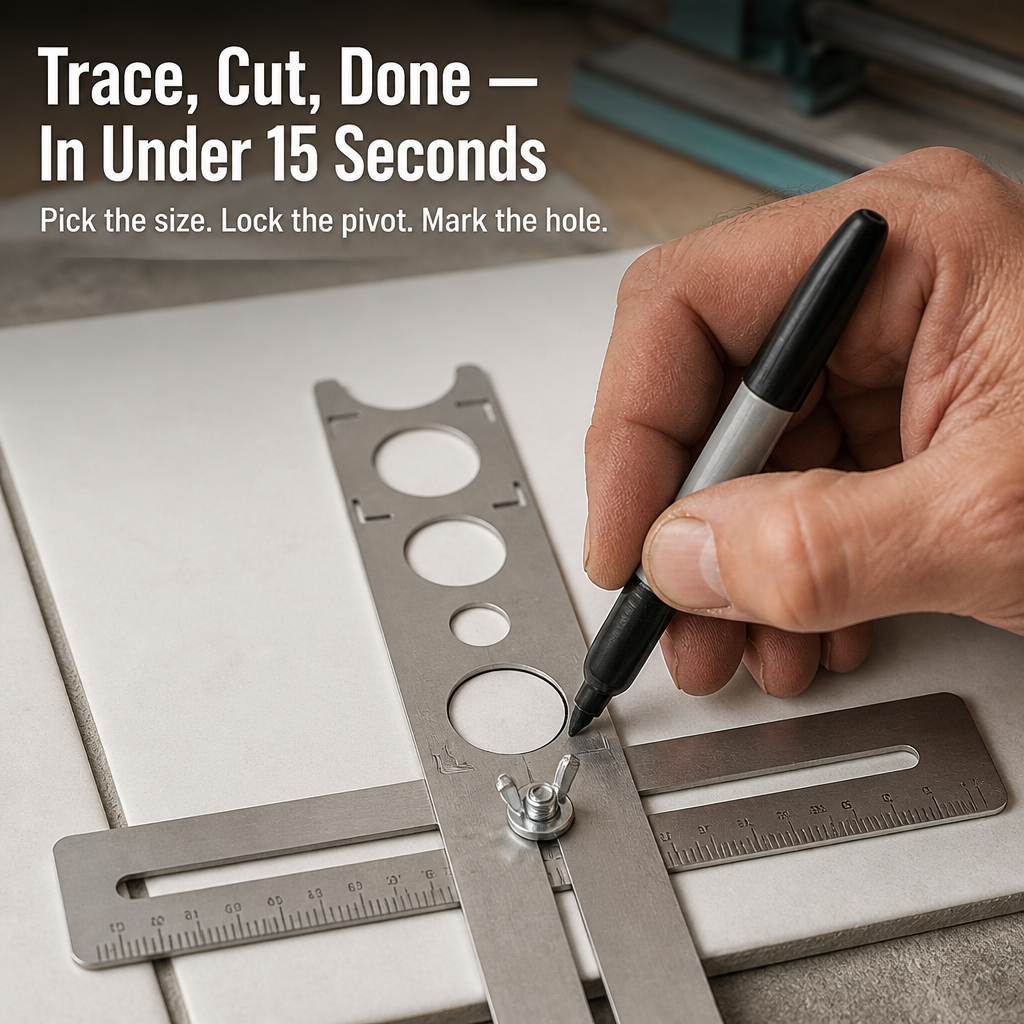 PrecisionPivot™ Tile Hole Locator — Mark Pipe & Outlet Holes Without Cracking a Single Tile