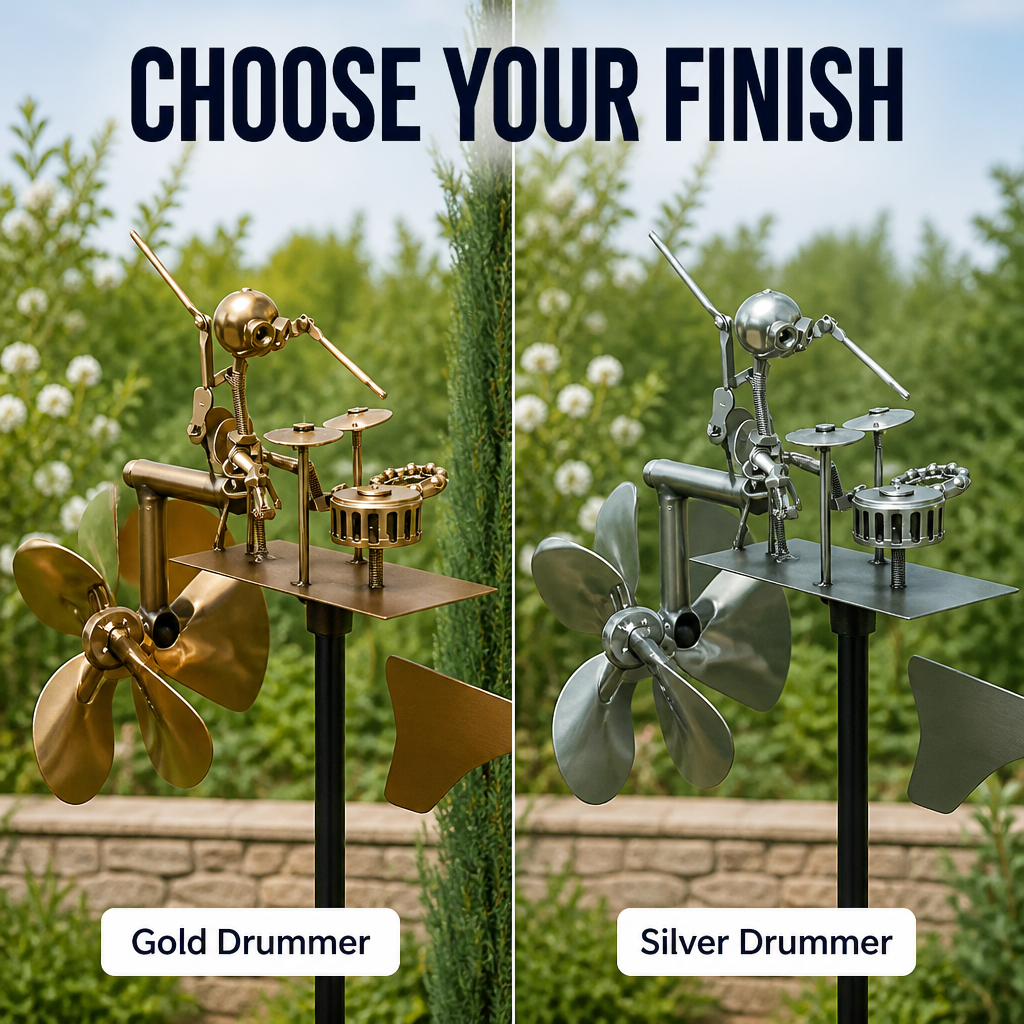 LunaRiff™ Kinetic Drummer Spinner — Turn Every Breeze Into a Backyard Rock Concert