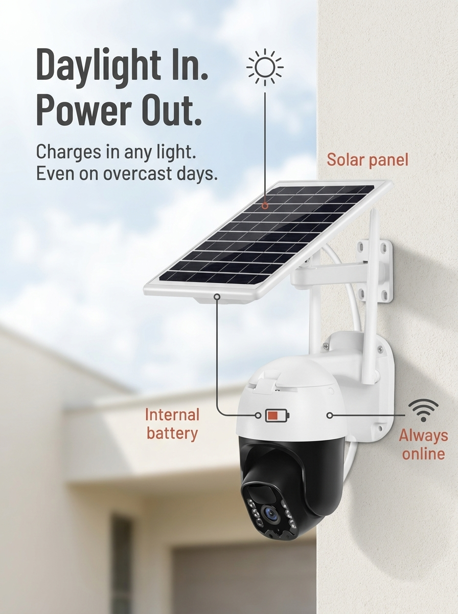 VeroLuxe™ Solar Security Cam — Watch Every Corner Day or Night, No Wires Needed
