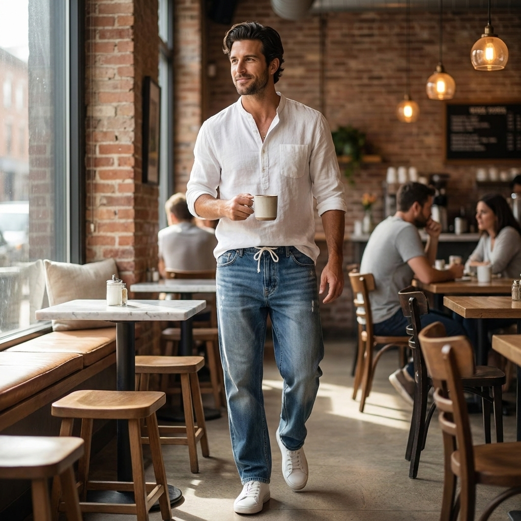 RamoraStride™ – Relaxed Straight Leg Jeans with Drawstring Waist