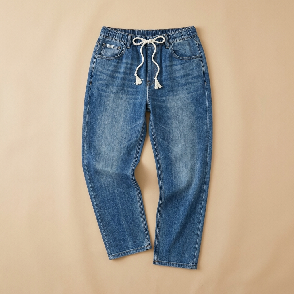 RamoraStride™ – Relaxed Straight Leg Jeans with Drawstring Waist