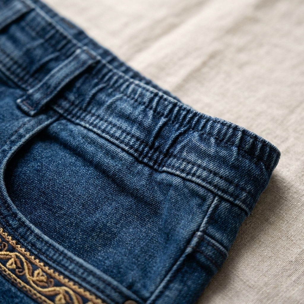 LuxeStride™ – Easy Pull-On Stretch Jeans with Embroidered Pocket Trim