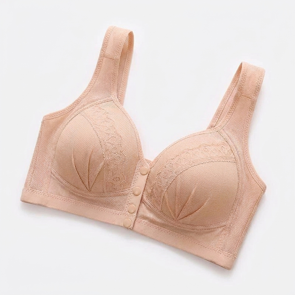 Sculptique™ – Wireless Front-Snap Lift Bra with Lace Detail