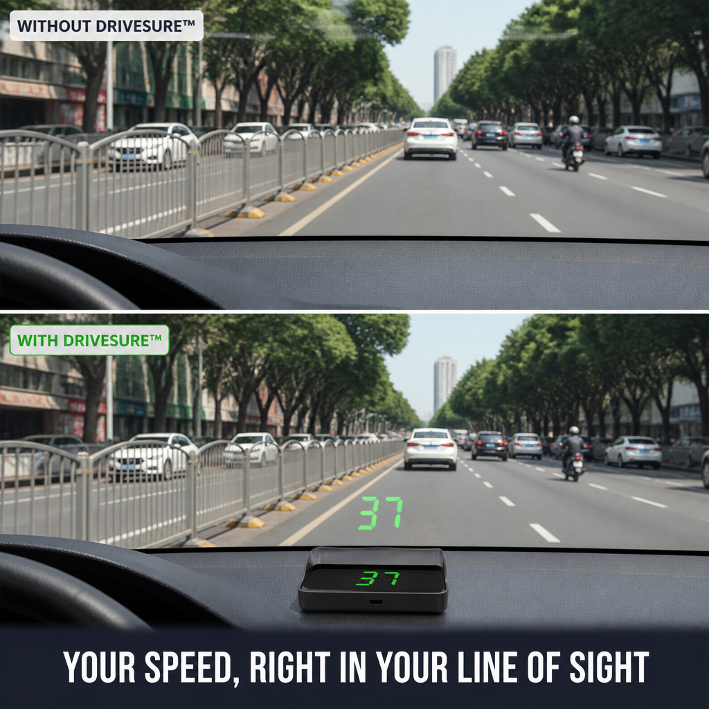 DriveSure™ GPS HUD — Project Your Real Speed in HD On Your Windshield
