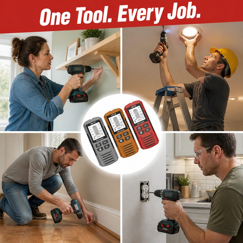 WallScout™ HW-710 — Spot Studs, Wires & Pipes Before You Drill | 5-Mode Scanner