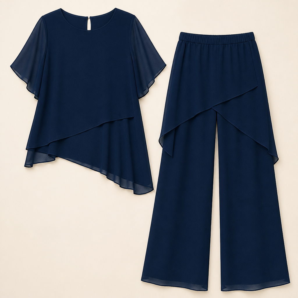Flexiva™ – Relaxed Two-Piece Set with Soft-Drape Wide-Leg Pants