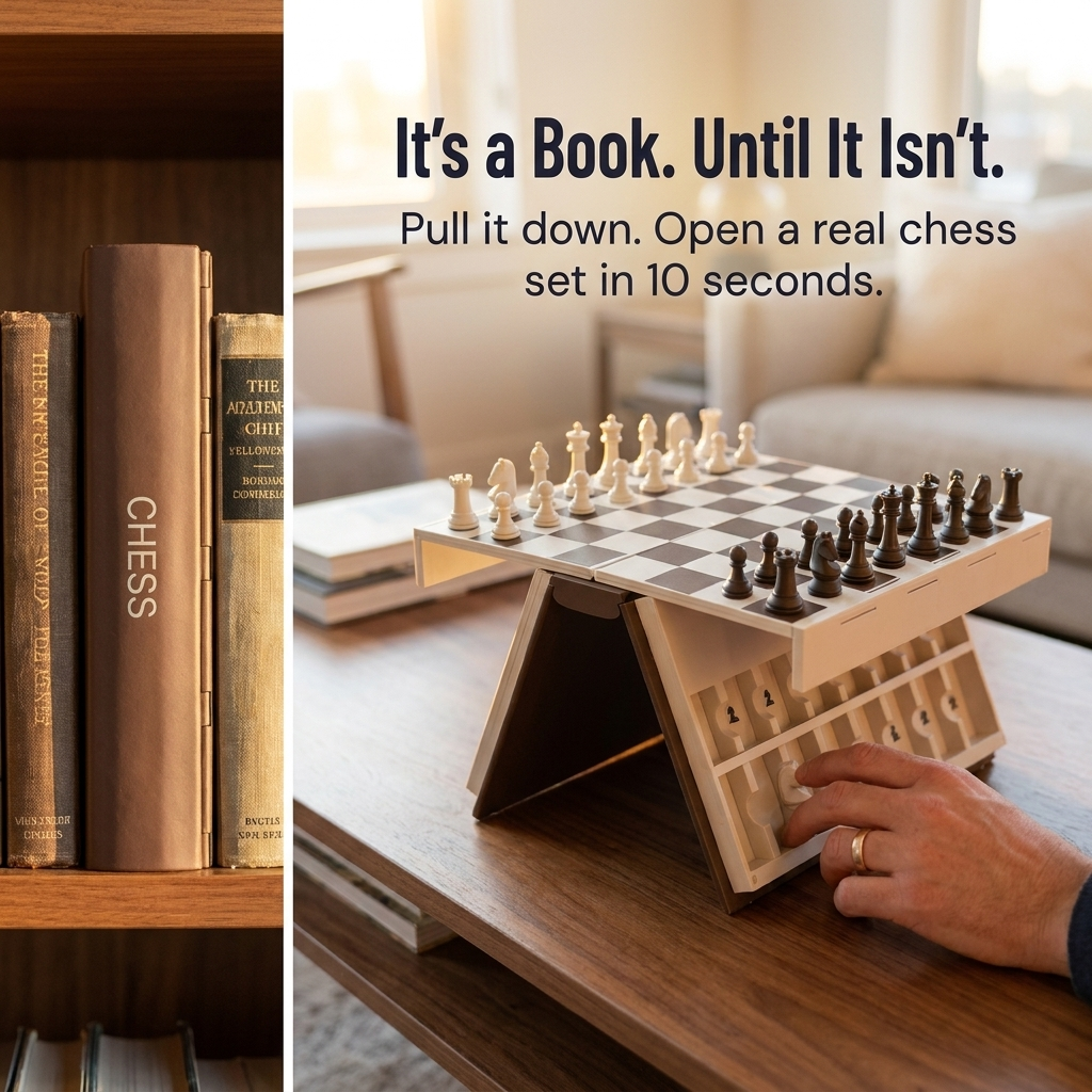 ScripturaChess™ — Hide a Real Chess Set Inside a Hardcover Book