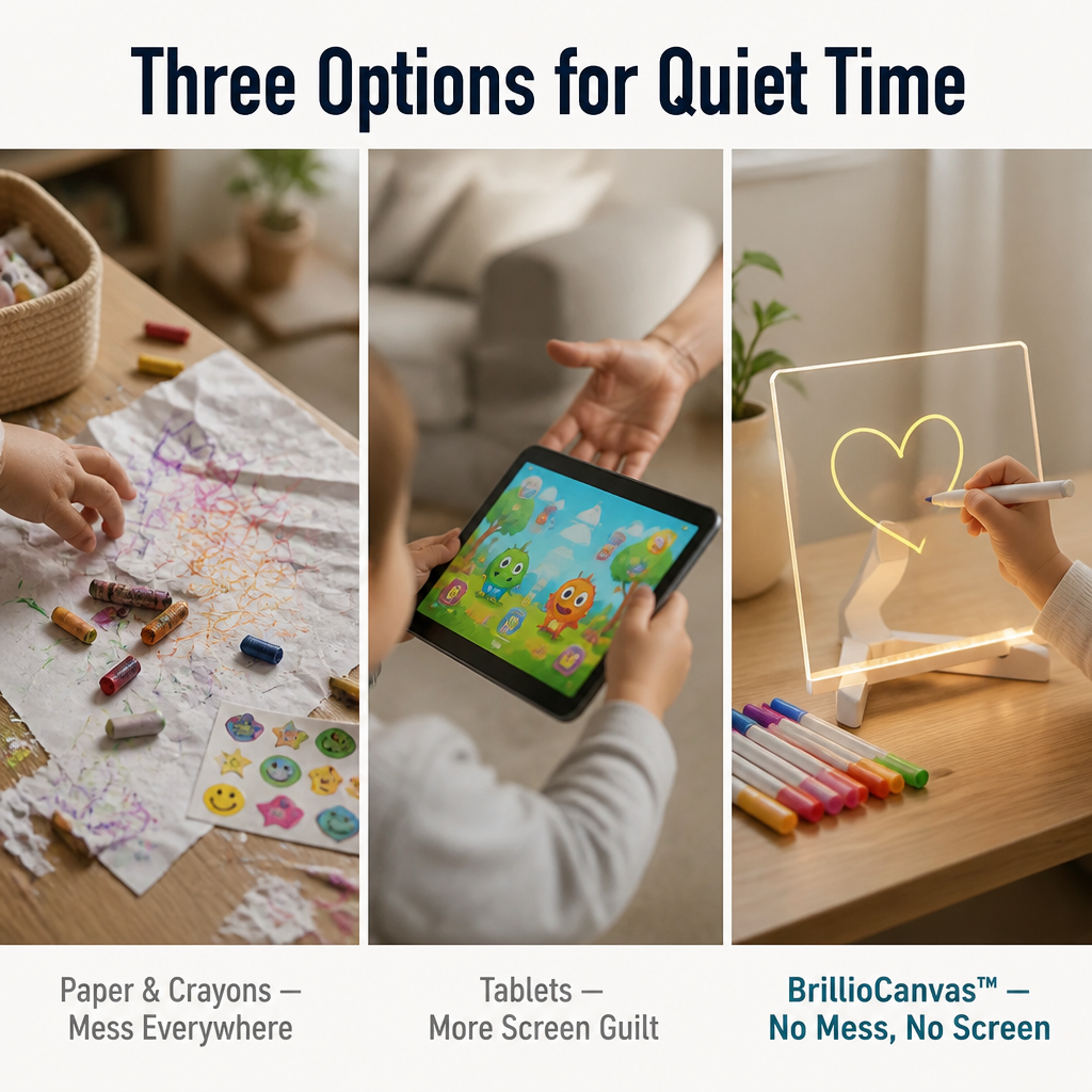 BrillioCanvas™ — Trade Paper Mess for Hours of Glowing, Screen-Free Play