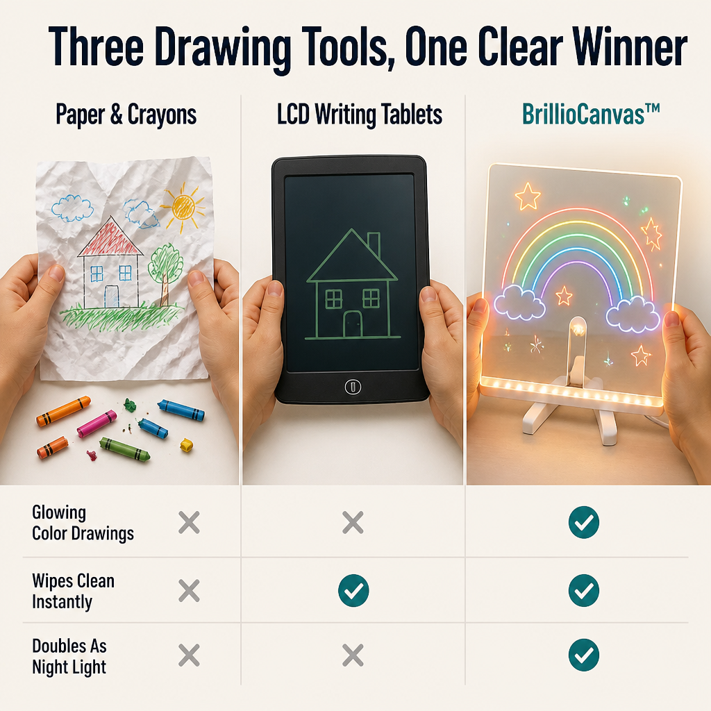 BrillioCanvas™ — Trade Paper Mess for Hours of Glowing, Screen-Free Play