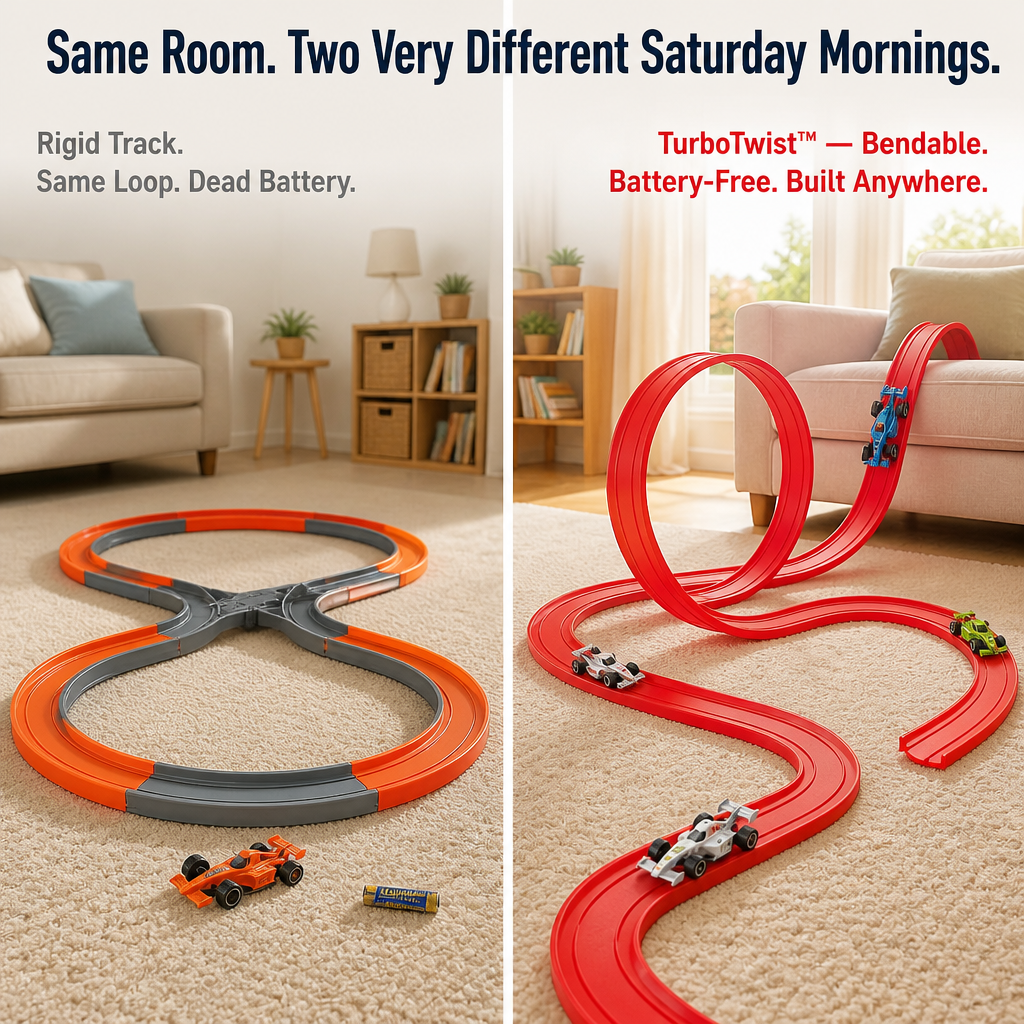 TurboTwist™ — Bend, Loop & Race Anywhere Without a Single Battery