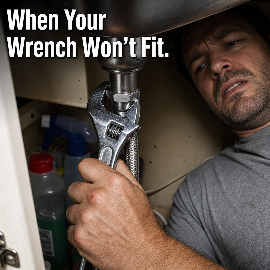 PowerGrip™ — Slide Around Supply Lines, Crank Off Stuck Faucet Nuts Fast