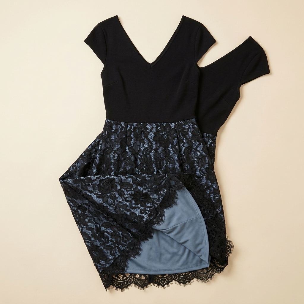 AriaLuxe™ – Curve-Defining Lace Midi Dress with V-Neck Wrap Bodice