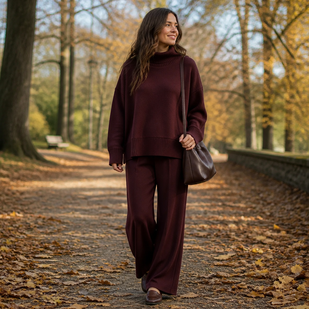 SilvaEase™ – Cozy Oversized Sweater and Wide-Leg Pant Set