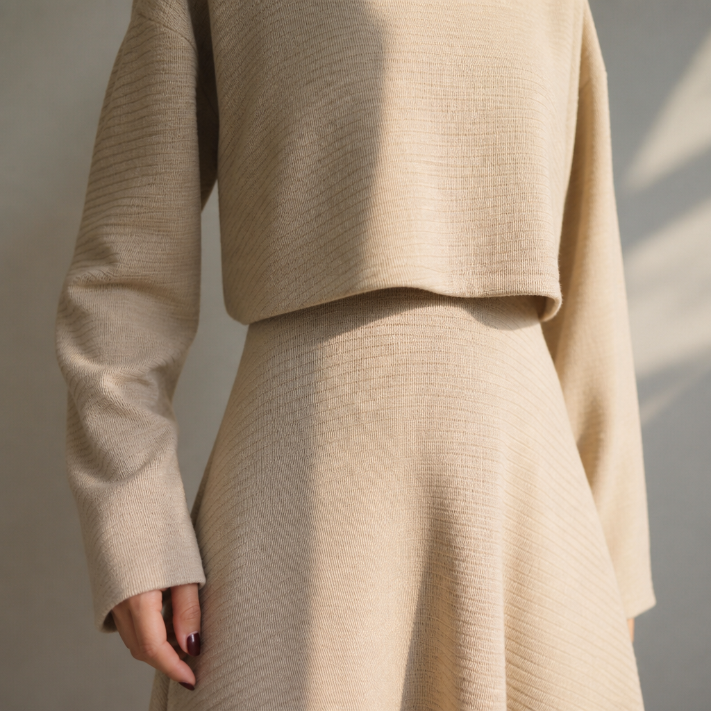 VeloraMist™ – Soft Knit Two-Piece Set with Layered Cropped Top