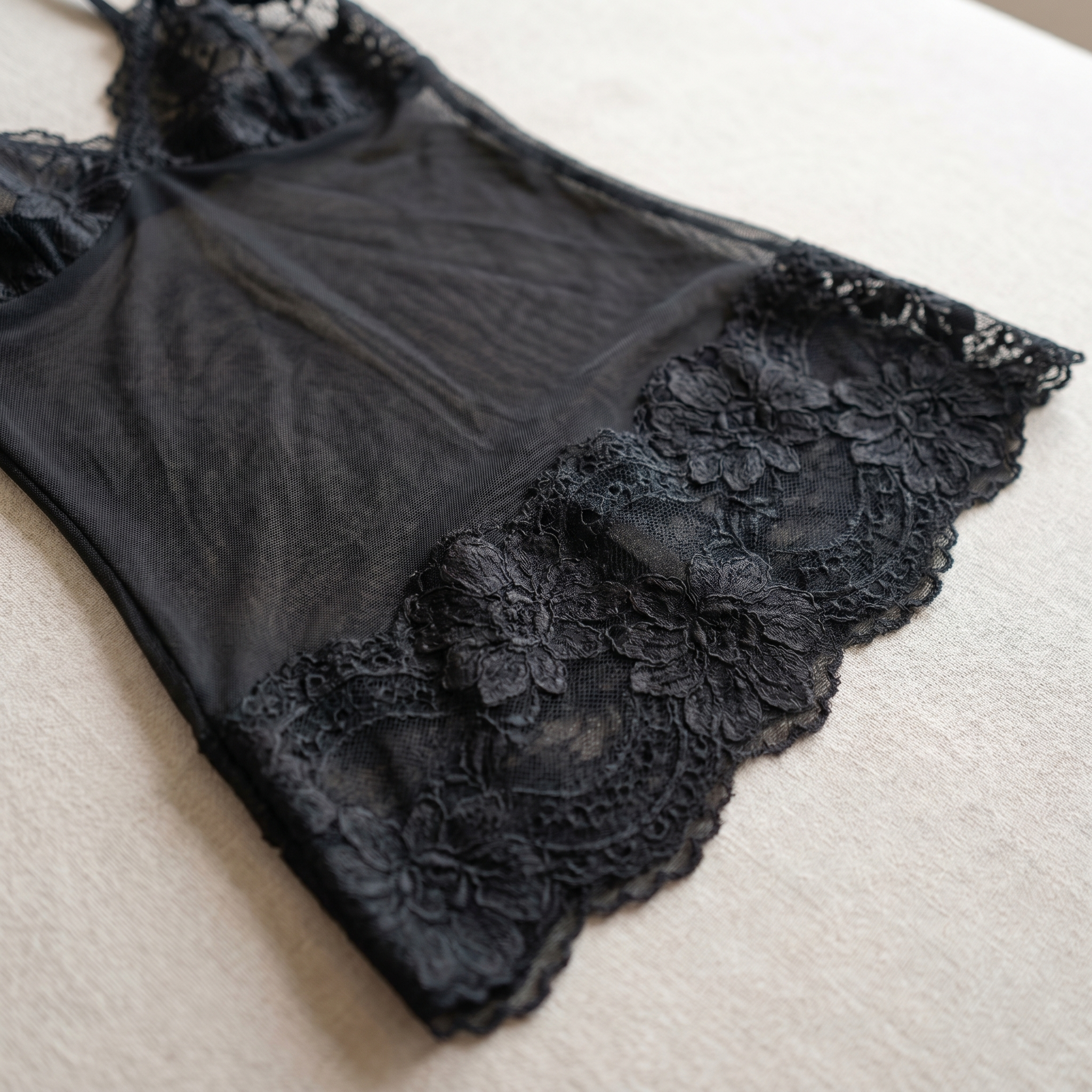 Enchantress™ – Sheer Floral Lace 3-Piece Lingerie Set with Mesh Robe
