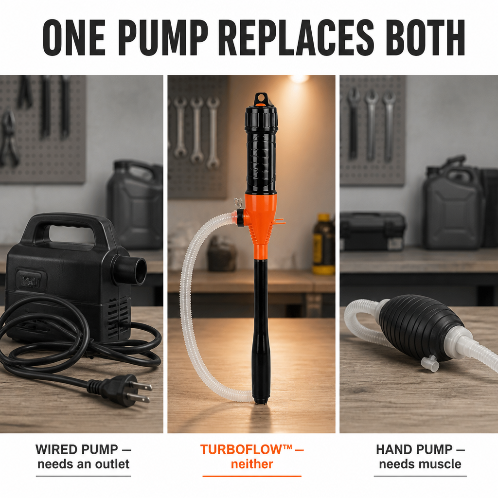 TurboFlow™ — Move Fuel, Water, or Oil Hands-Free at 2.2 Gallons a Minute