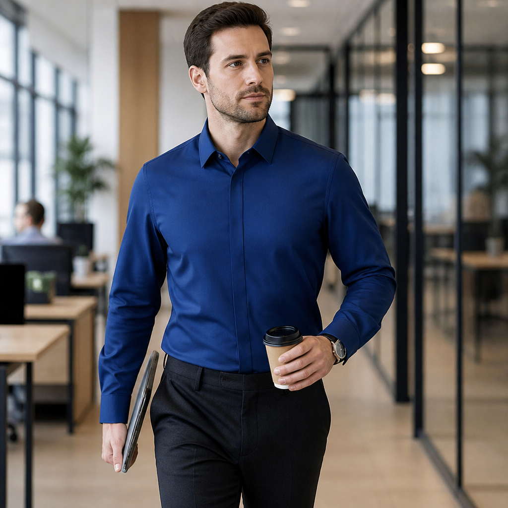 Vantori™ – Slim-Fit 4-Way Stretch Wrinkle-Free Dress Shirt